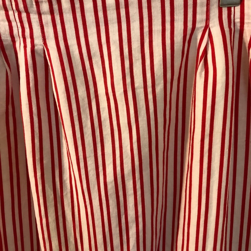 TOTOnKO Strawberries & Cream Striped Linen Cotton Blend Midi Skirt M - Picture 3 of 8